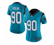 Women's Nike Carolina Panthers #90 Paul Soliai Limited Blue Rush NFL Jersey