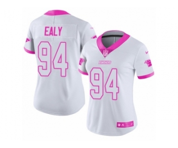 Women's Nike Carolina Panthers #94 Kony Ealy Limited White Pink Rush Fashion NFL Jersey