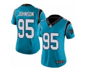 Women's Nike Carolina Panthers #95 Charles Johnson Limited Blue Rush NFL Jersey