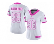 Women's Nike Carolina Panthers #98 Star Lotulelei Limited White Pink Rush Fashion NFL Jersey