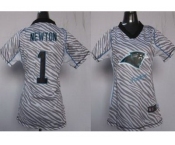 nike women nfl jerseys Carolina Panthers #1 Cam Newton [fem fan zebra]