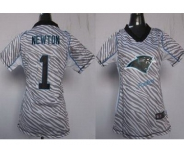 nike women nfl jerseys Carolina Panthers #1 Cam Newton [fem fan zebra]