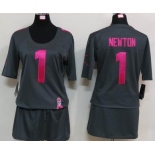 nike women nfl jerseys carolina panthers #1 cam newton dk.grey[breast cancer awareness]