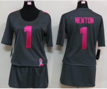 nike women nfl jerseys carolina panthers #1 cam newton dk.grey[breast cancer awareness]