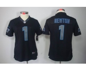 nike women nfl jerseys carolina panthers #1 newton black[nike impact limited]