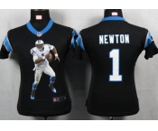 nike women nfl jerseys carolina panthers #1 newton black[portrait fashion]