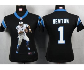 nike women nfl jerseys carolina panthers #1 newton black[portrait fashion]