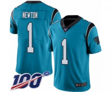 Youth Carolina Panthers #1 Cam Newton Limited Blue Rush Vapor Untouchable 100th Season Football Jersey