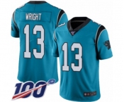 Youth Carolina Panthers #13 Jarius Wright Limited Blue Rush Vapor Untouchable 100th Season Football Jersey