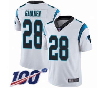 Youth Carolina Panthers #28 Rashaan Gaulden White Vapor Untouchable Limited Player 100th Season Football Jersey