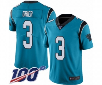 Youth Carolina Panthers #3 Will Grier Limited Blue Rush Vapor Untouchable 100th Season Football Jersey