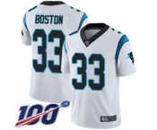 Youth Carolina Panthers #33 Tre Boston White Vapor Untouchable Limited Player 100th Season Football Jersey