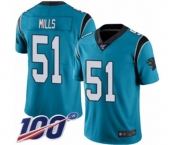 Youth Carolina Panthers #51 Sam Mills Limited Blue Rush Vapor Untouchable 100th Season Football Jersey