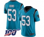 Youth Carolina Panthers #53 Brian Burns Limited Blue Rush Vapor Untouchable 100th Season Football Jersey