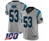 Youth Carolina Panthers #53 Brian Burns Silver Inverted Legend Limited 100th Season Football Jersey