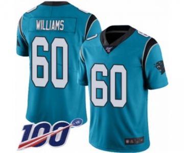 Youth Carolina Panthers #60 Daryl Williams Limited Blue Rush Vapor Untouchable 100th Season Football Jersey