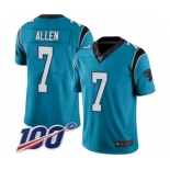 Youth Carolina Panthers #7 Kyle Allen Blue Alternate Vapor Untouchable Limited Player 100th Season Football Jersey