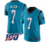 Youth Carolina Panthers #7 Kyle Allen Limited Blue Rush Vapor Untouchable 100th Season Football Jersey