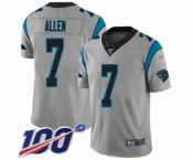 Youth Carolina Panthers #7 Kyle Allen Silver Inverted Legend Limited 100th Season Football Jersey