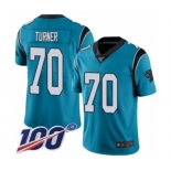 Youth Carolina Panthers #70 Trai Turner Limited Blue Rush Vapor Untouchable 100th Season Football Jersey