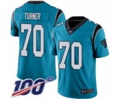 Youth Carolina Panthers #70 Trai Turner Limited Blue Rush Vapor Untouchable 100th Season Football Jersey