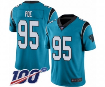 Youth Carolina Panthers #95 Dontari Poe Blue Alternate Vapor Untouchable Limited Player 100th Season Football Jersey