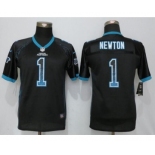 Youth Nike Carolina Panthers #1 Cam Newton Drift Fashion Black Jerseys