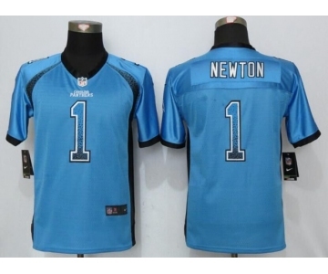 Youth Nike Carolina Panthers #1 Cam Newton Drift Fashion Blue Jerseys