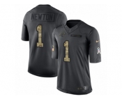 Youth Nike Carolina Panthers #1 Cam Newton Limited Black 2016 Salute to Service NFL Jersey