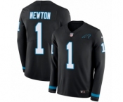 Youth Nike Carolina Panthers #1 Cam Newton Limited Black Therma Long Sleeve NFL Jersey