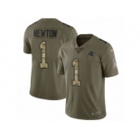 Youth Nike Carolina Panthers #1 Cam Newton Limited Olive Camo 2017 Salute to Service NFL Jersey