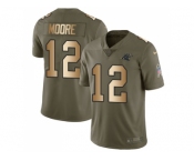 Youth Nike Carolina Panthers #12 DJ Moore Olive Gold Stitched NFL Limited 2017 Salute to Service Jersey