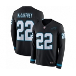 Youth Nike Carolina Panthers #22 Christian McCaffrey Limited Black Therma Long Sleeve NFL Jersey