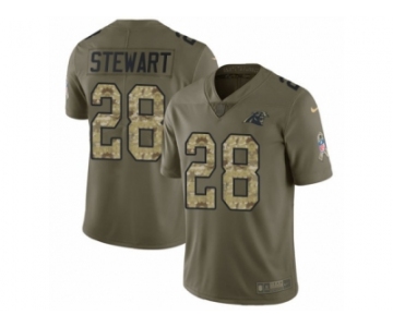 Youth Nike Carolina Panthers #28 Jonathan Stewart Limited Olive Camo 2017 Salute to Service NFL Jersey