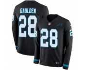 Youth Nike Carolina Panthers #28 Rashaan Gaulden Limited Black Therma Long Sleeve NFL Jersey