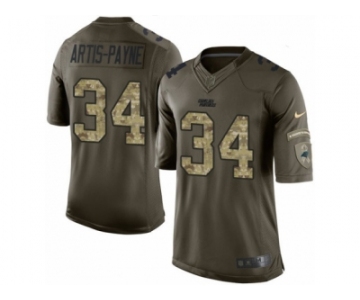 Youth Nike Carolina Panthers #34 Cameron Artis-Payne Limited Green Salute to Service NFL Jersey