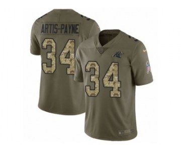 Youth Nike Carolina Panthers #34 Cameron Artis-Payne Limited Olive Camo 2017 Salute to Service NFL Jersey