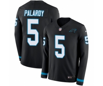 Youth Nike Carolina Panthers #5 Michael Palardy Limited Black Therma Long Sleeve NFL Jersey