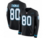 Youth Nike Carolina Panthers #80 Ian Thomas Limited Black Therma Long Sleeve NFL Jersey