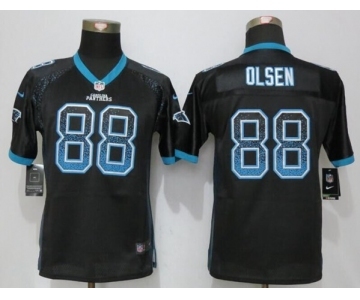 Youth Nike Carolina Panthers #88 Greg Olsen Drift Fashion Black Jerseys