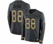 Youth Nike Carolina Panthers #88 Greg Olsen Limited Black Salute to Service Therma Long Sleeve NFL Jersey