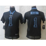 nike youth nfl jerseys carolina panthers #1 newton black[nike lights out]