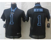 nike youth nfl jerseys carolina panthers #1 newton black[nike lights out]