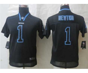 nike youth nfl jerseys carolina panthers #1 newton black[nike lights out]