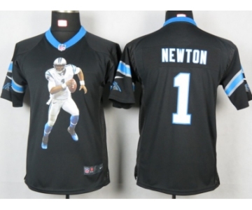 nike youth nfl jerseys carolina panthers #1 newton black[portrait fashion]