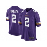 Men Nike Minnesota Vikings #2 Kai Forbath Game Purple Team Color NFL Jersey