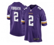 Men Nike Minnesota Vikings #2 Kai Forbath Game Purple Team Color NFL Jersey