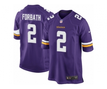 Men Nike Minnesota Vikings #2 Kai Forbath Game Purple Team Color NFL Jersey