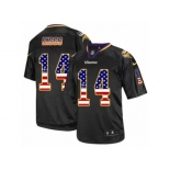 Men's Nike Minnesota Vikings #14 Stefon Diggs Elite Black USA Flag Fashion NFL Jersey