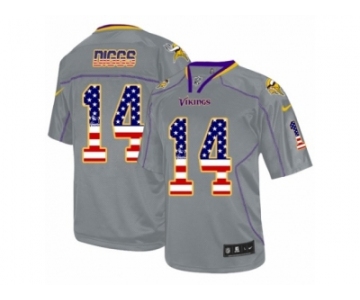 Men's Nike Minnesota Vikings #14 Stefon Diggs Elite Grey USA Flag Fashion NFL Jersey